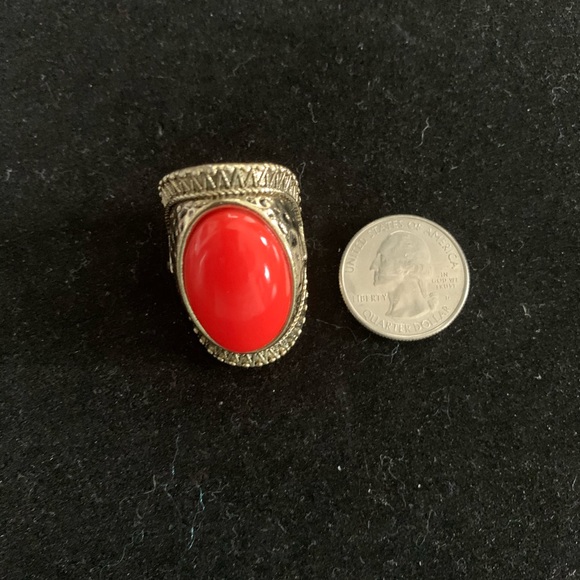 Gold tone and orange ring size 7 - Picture 4 of 5